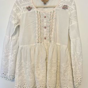 One of a kind white boho blouse